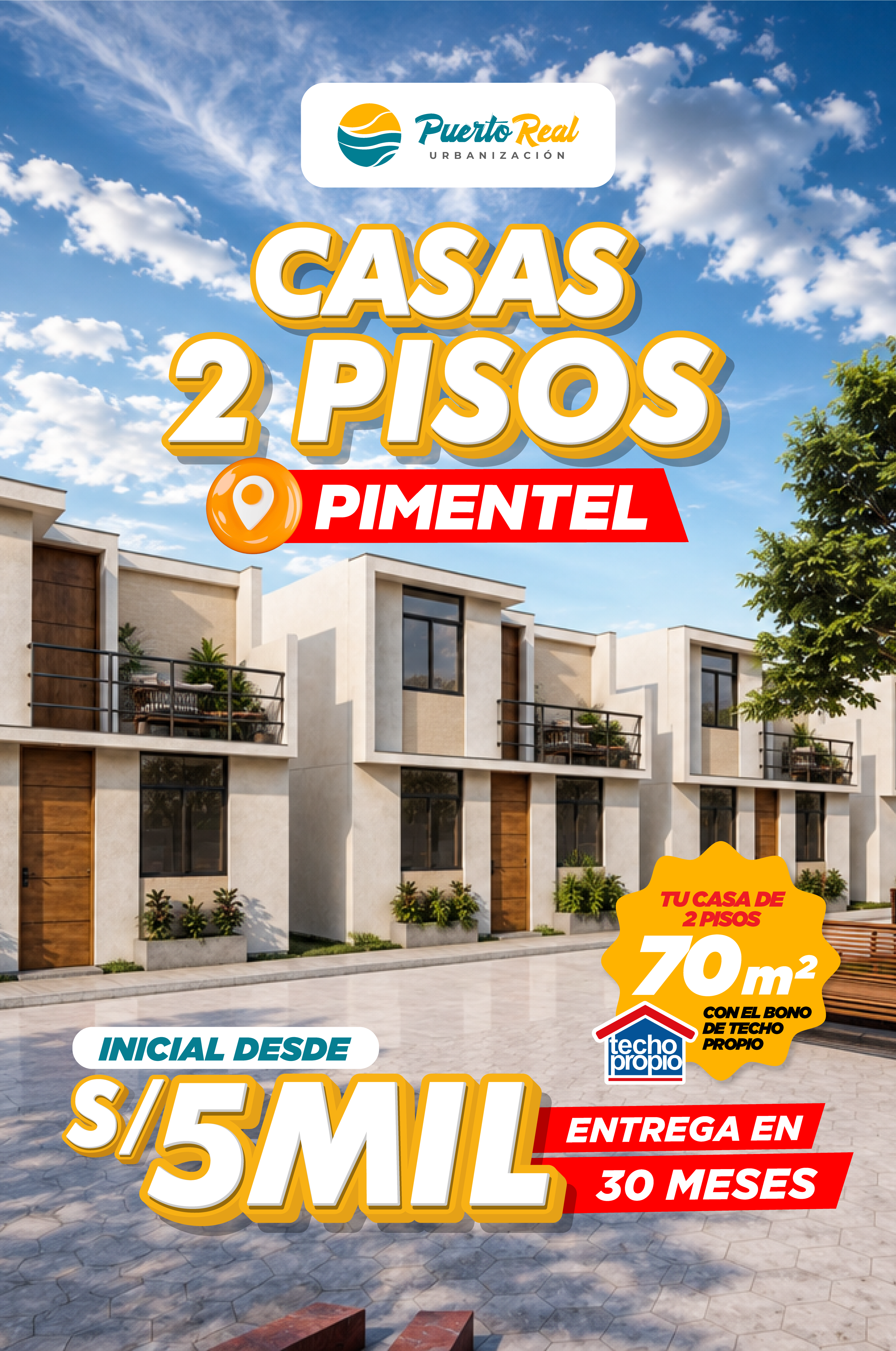 Puerto Real: casas de 2 pisos en Pimentel